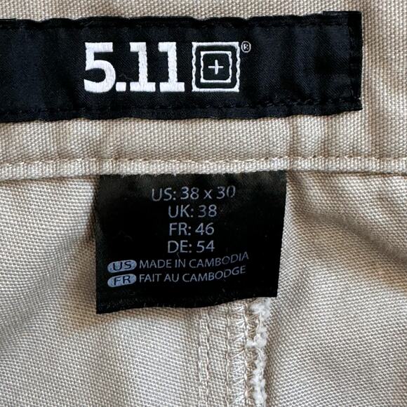 5.11 Tactical Active Work Pants Size 38 x 30 Khaki‎ Tan Military Relaxed 74251 - Picture 8 of 10